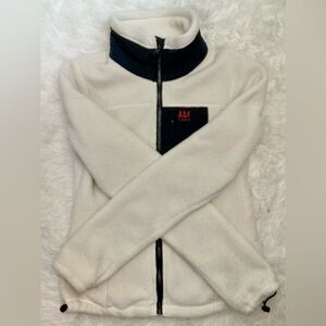 Abercrombie and Fitch women's cream and navy colorblock fleece jacket